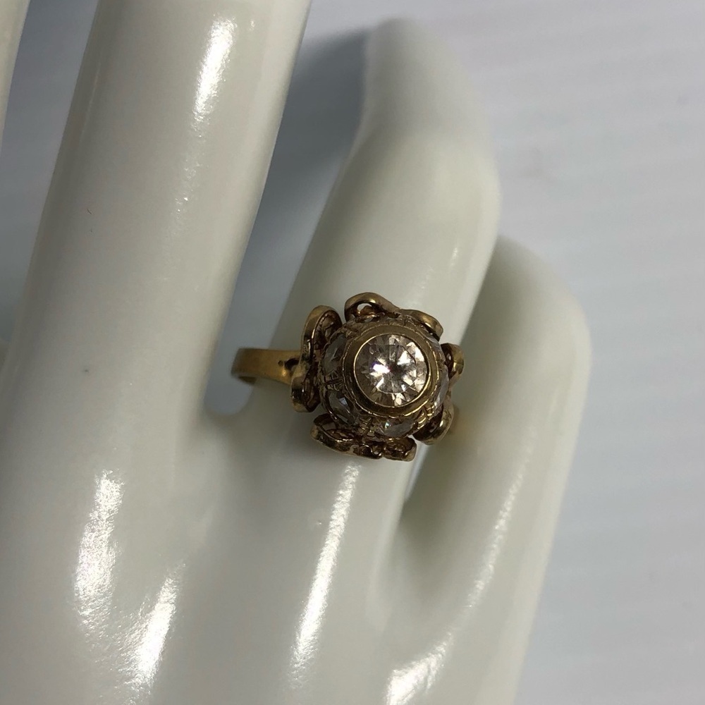 Stamped 417 Yellow Gold with Zirconias Ring